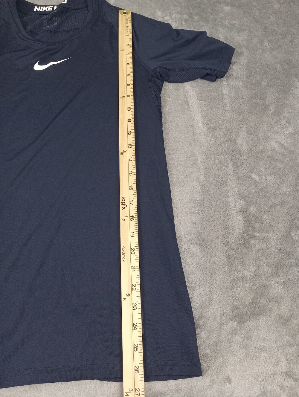 Nike Pro Men's Dri-FIT Short Sleeve Tee - Black with White Swoosh Size Small - Picture 8 of 11